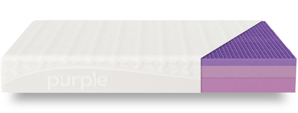 purple mattress on box springs