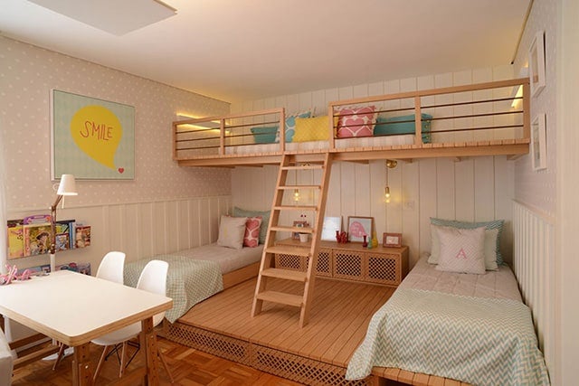 two loft beds in one small room