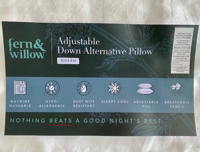 Fern and Willow Premium Loft Down Alternative Pillows for Sleeping (2-Pack)  - Lu